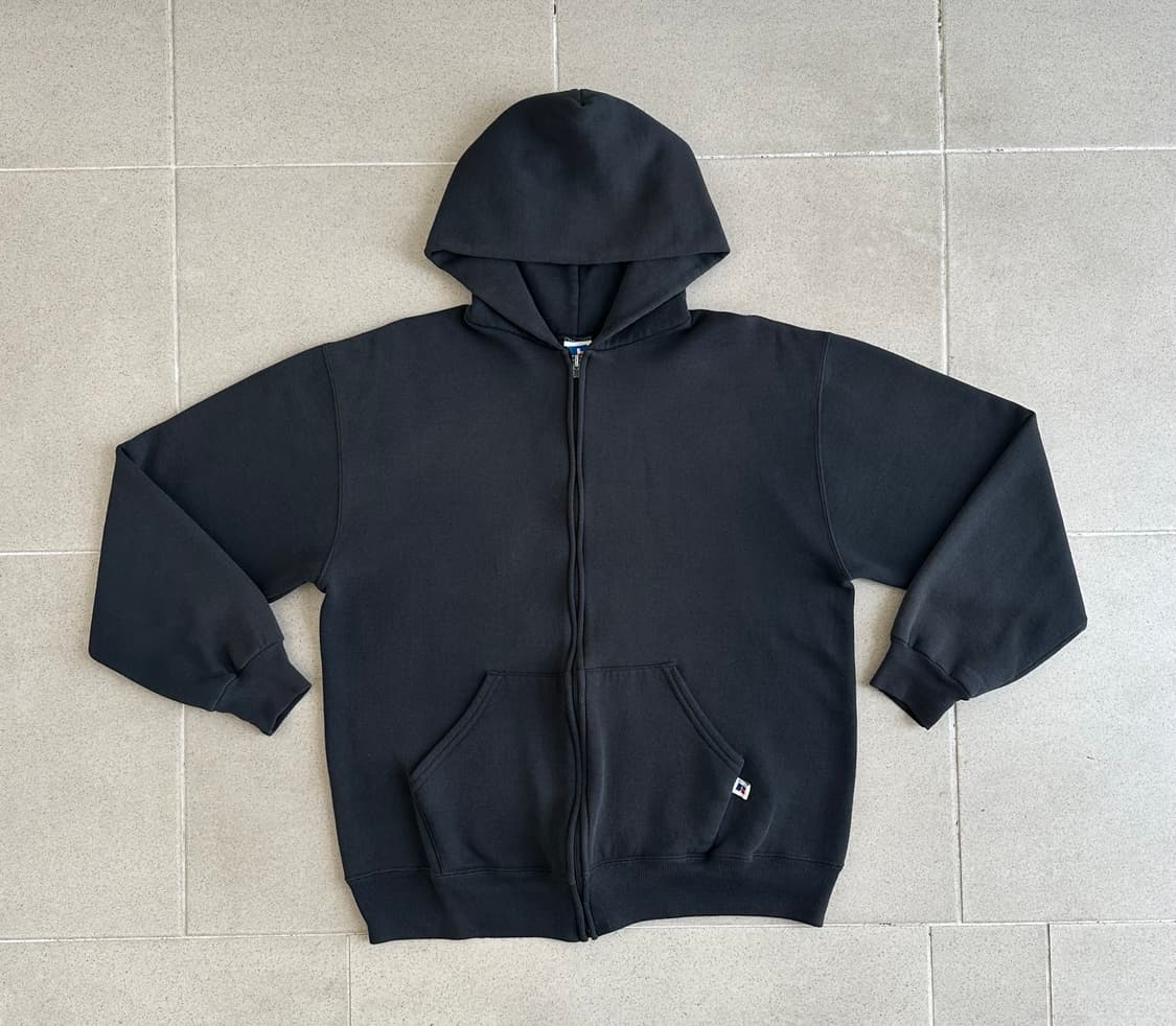 90s 빈티지 러셀 후드집업 블랙 L USA 상품이미지1