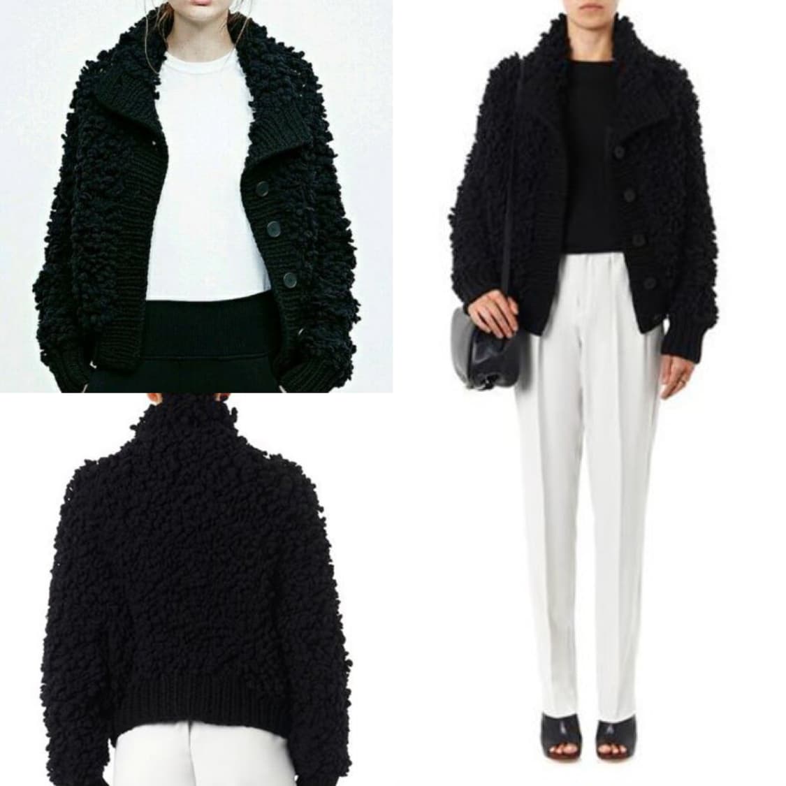 (XS)MM6 메종 마르지엘라 크롭 부클레 니트 가디건 블랙 상품이미지10