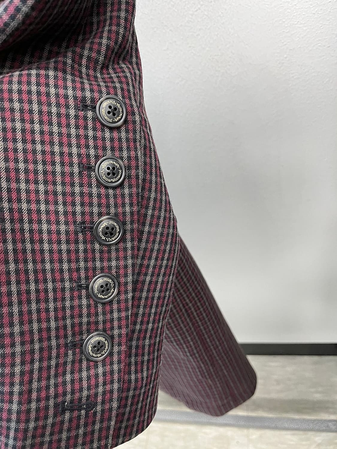 여) 비비안웨스트우드 버건디 체크코트  상품이미지4