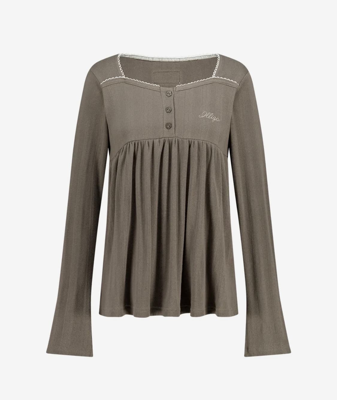 일리고 플레어 셔링 롱슬리브 브라운 상품이미지2