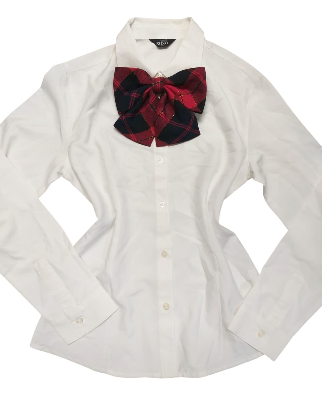 빈티지 흰색 셔츠+체크리본 코디세트 캐캐체 핀터깔 로리타 히메로맨틱갸루 상품이미지1