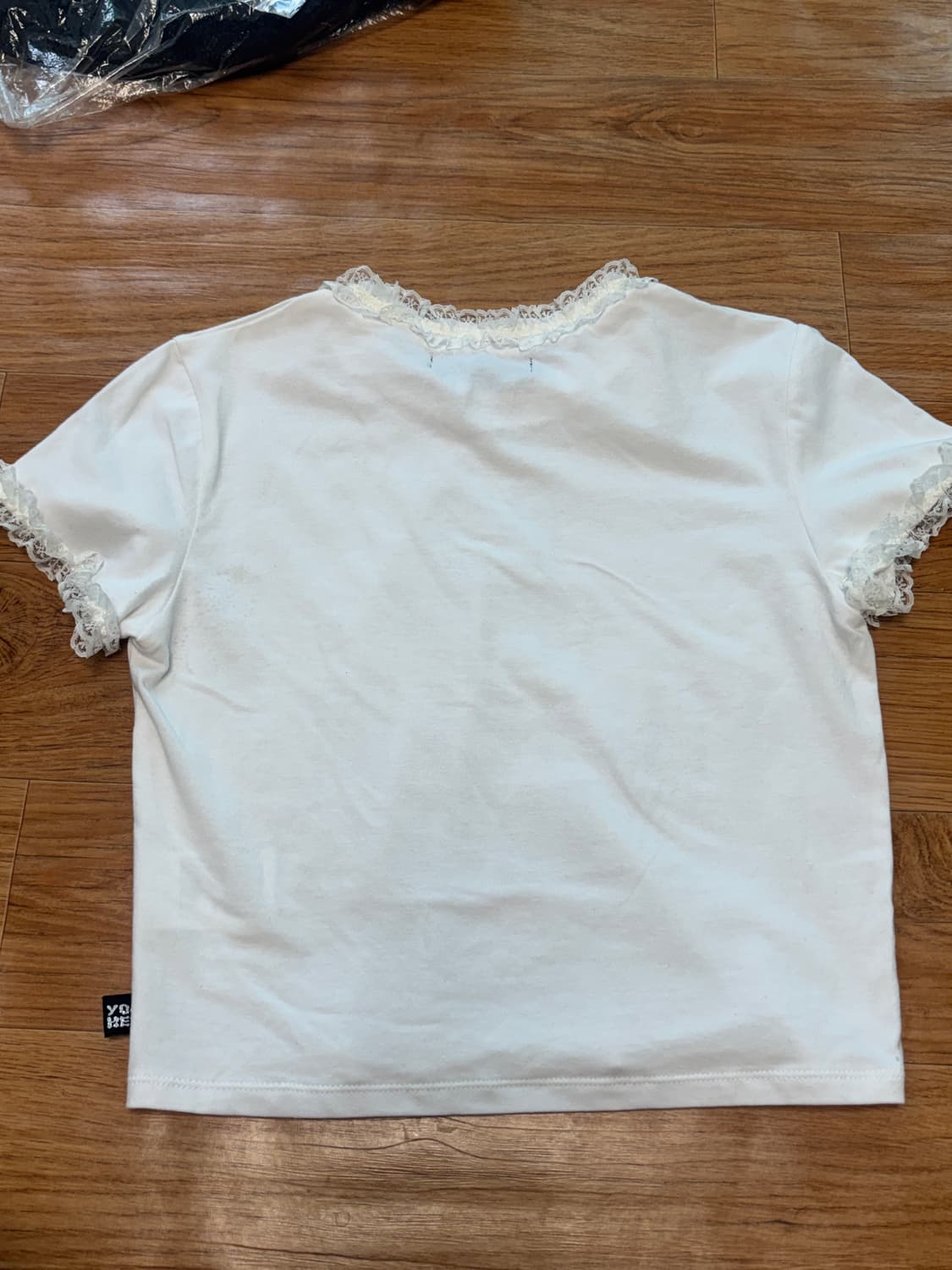 유희 레이스 레터링 베이비 티셔츠 화이트 상품이미지5