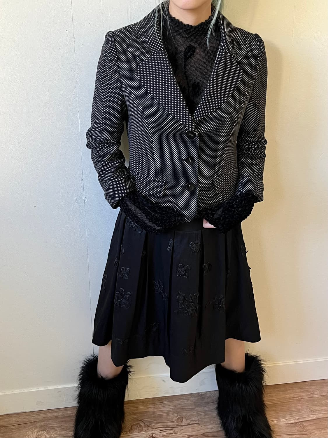 LA VORO ONE 도트 크롭 자켓  상품이미지5