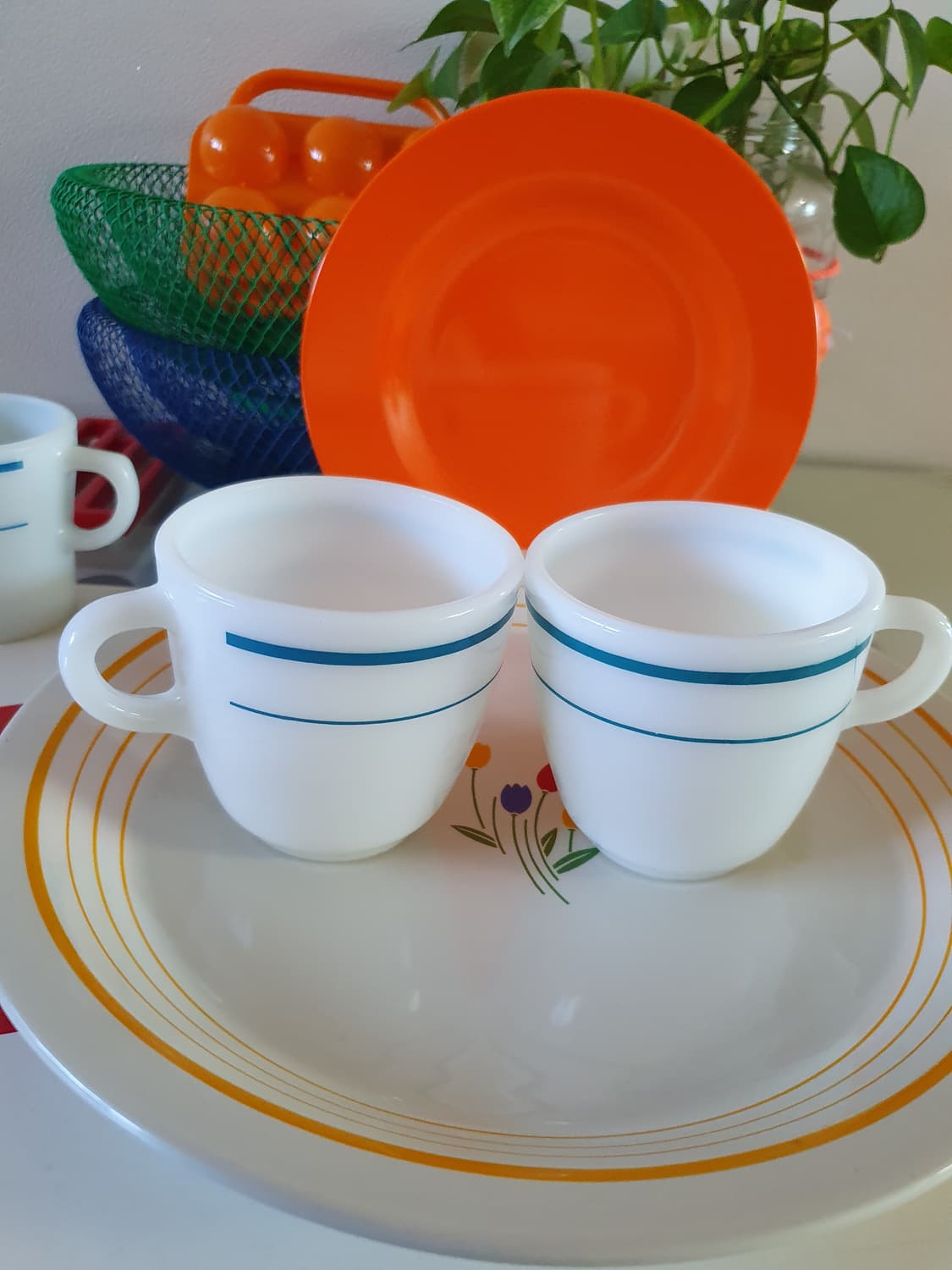 빈티지 앵커호킹 블루밴드 스트라이프  머그 2pcs 상품이미지2