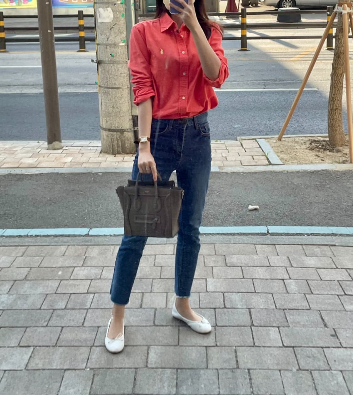 polo 빈티지 폴로 긴팔 셔츠 릴렉스핏 주황 당근 상품이미지5