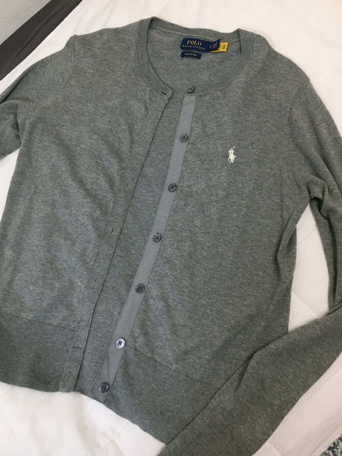 폴로 피마코튼 라운드 가디건 그레이  상품이미지1