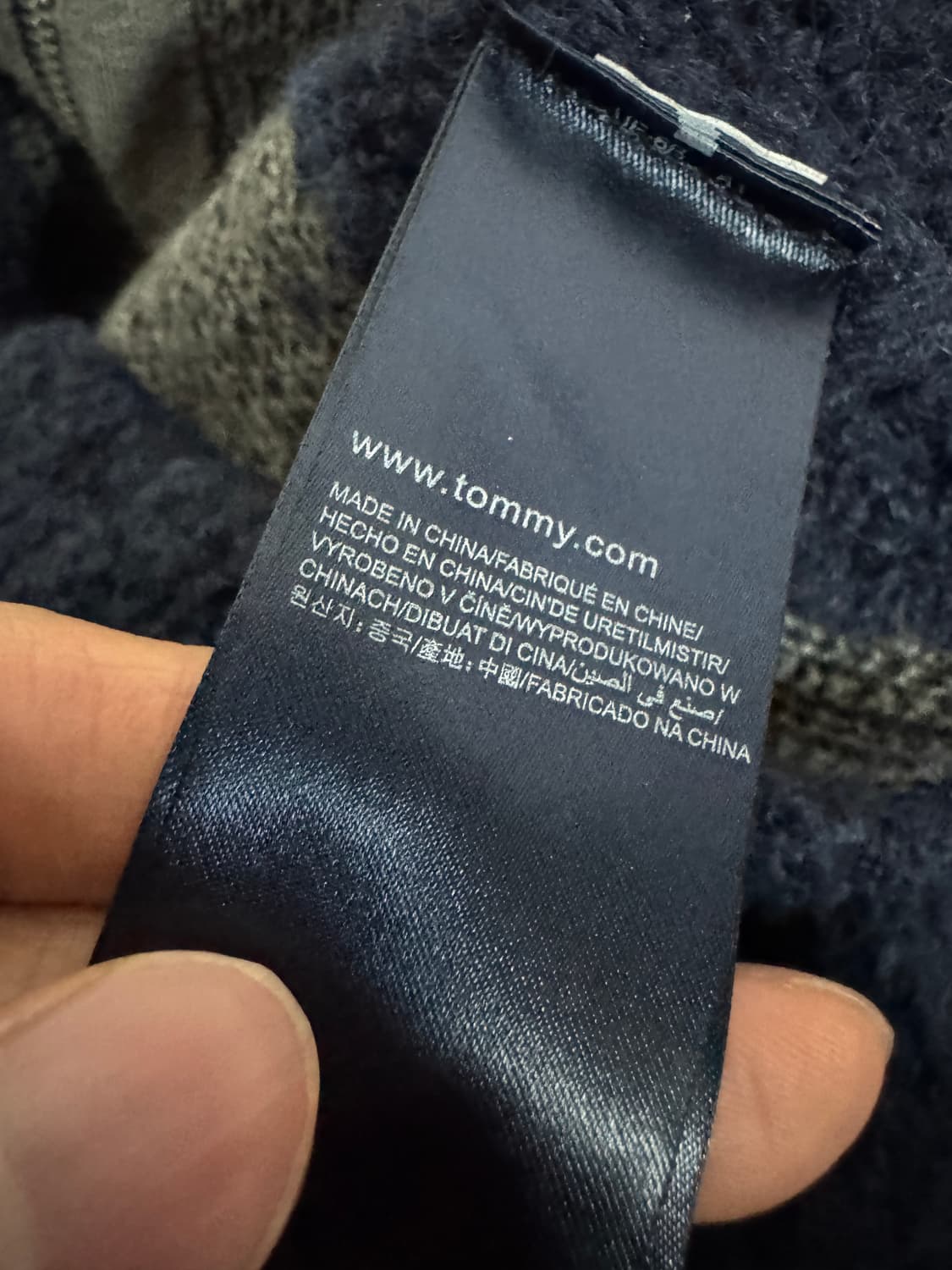 여성 타미힐피거 부클 니트 롱 집업 네이비 s 상품이미지4