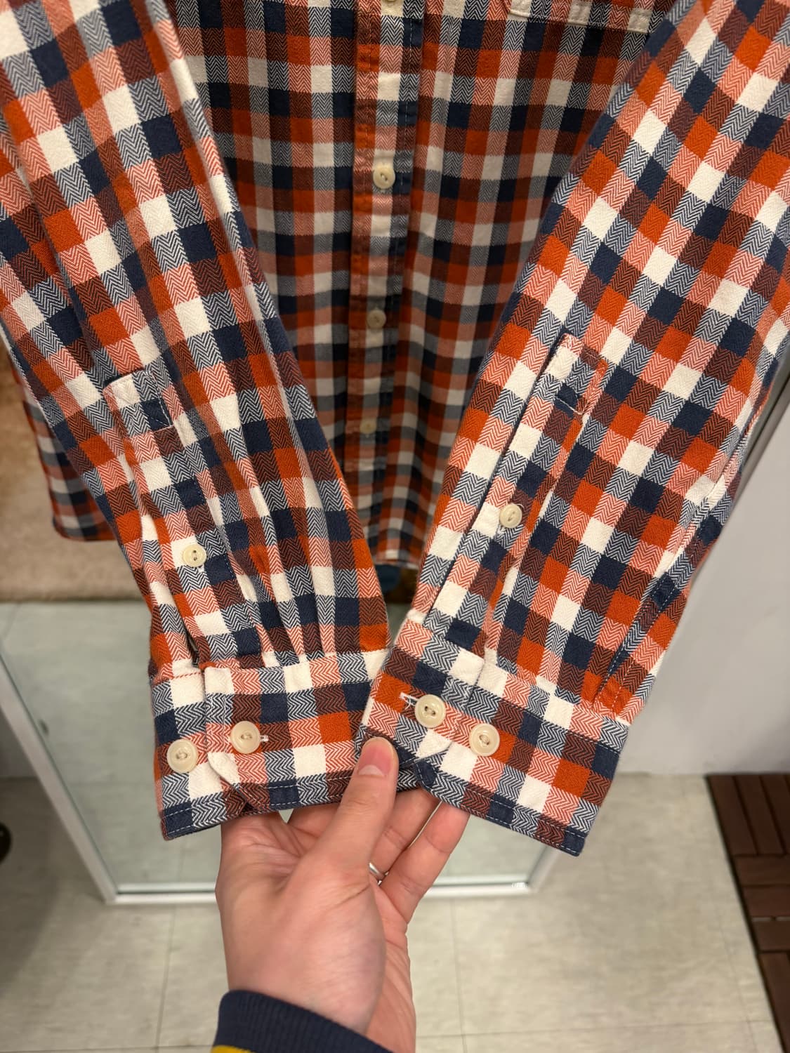 00s L.L.Bean 엘엘빈 헤링본 체크 셔츠 상품이미지4