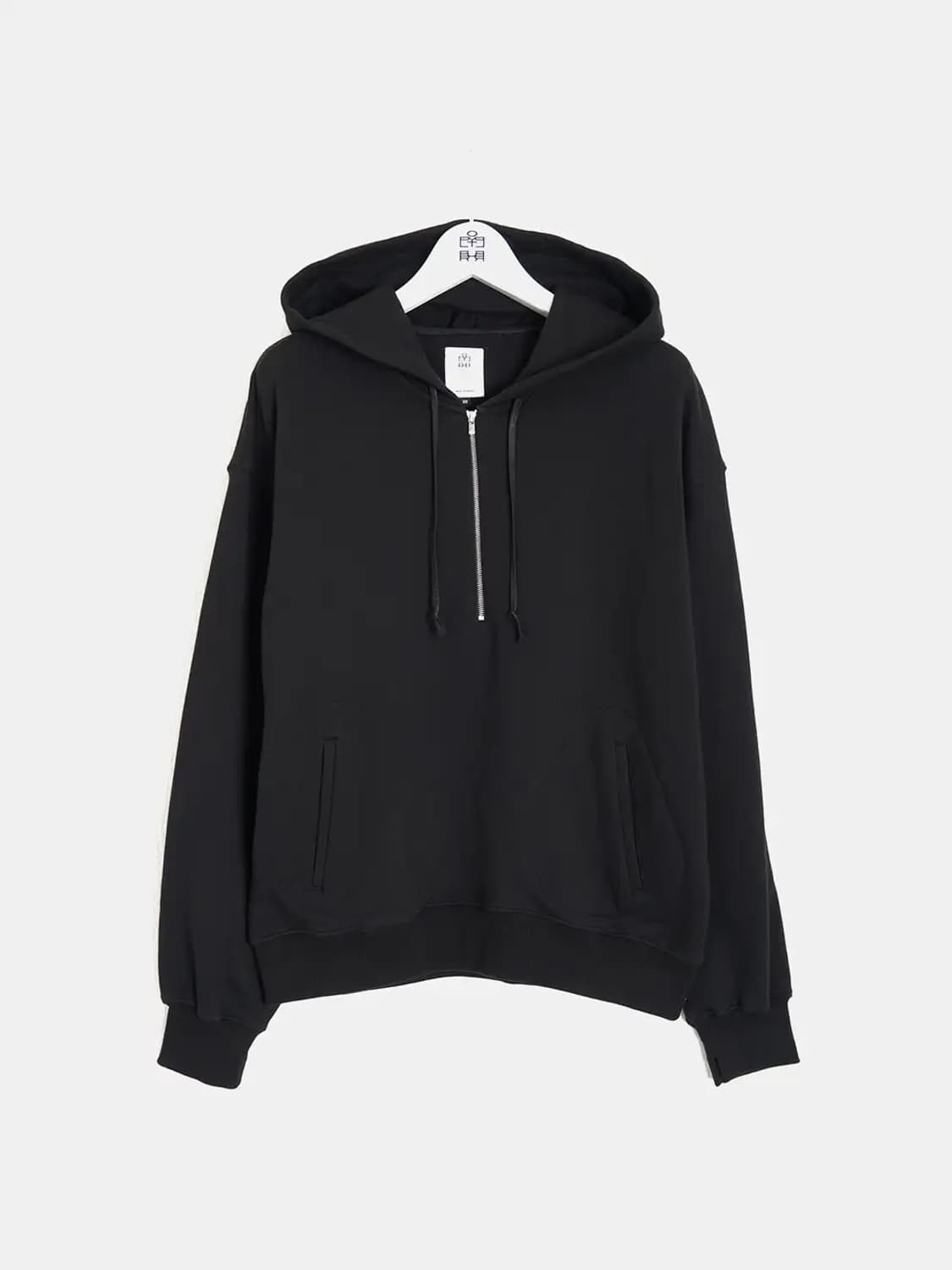 (2) 폴리테루 하프집업 스웻후드 블랙 상품이미지1