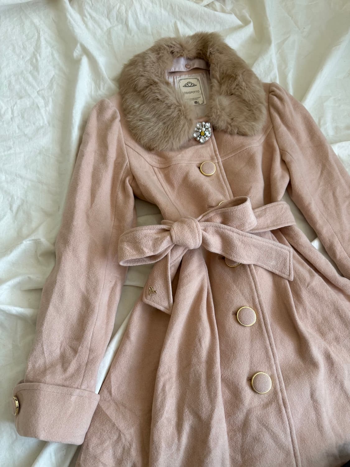 핑크베이지 달천 갸루 히메 로걀 퍼 울 코트 상품이미지4