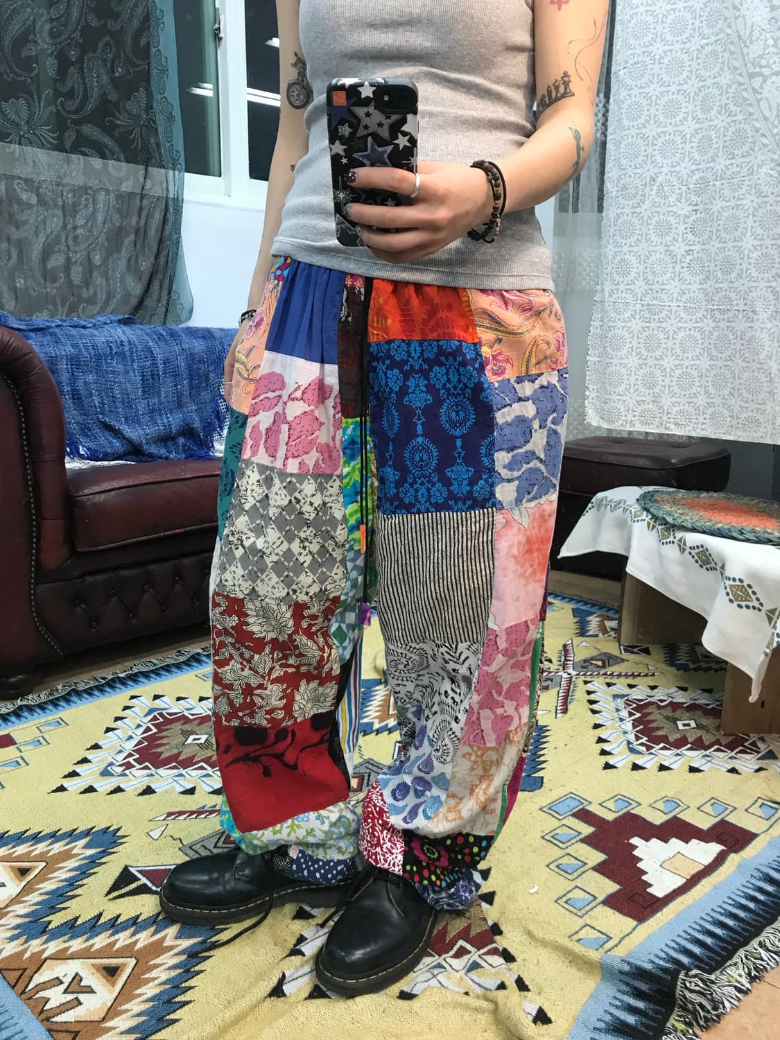 빈티지 패치워크 패턴 밴딩 팬츠 (Z1001) 상품이미지1