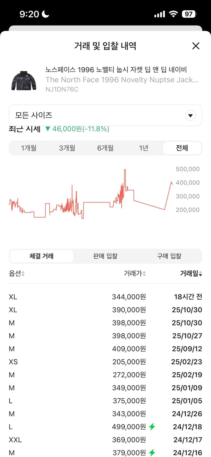 노스페이스 눕시 패딩 타이다이 상품이미지2