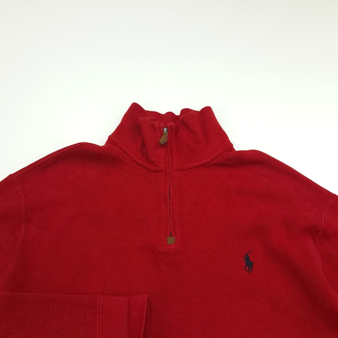CN793 M 폴로 랄프로렌 레드 하프집업 긴팔 니트 스웨터 상품이미지3