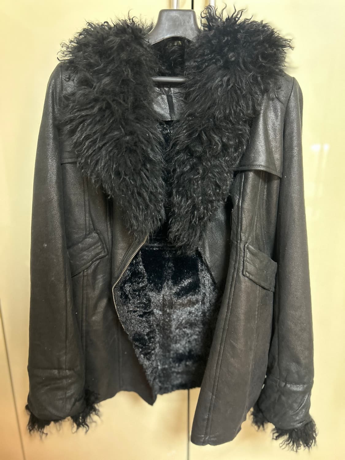 shearling jacket black  vintage- 44-55 상품이미지1