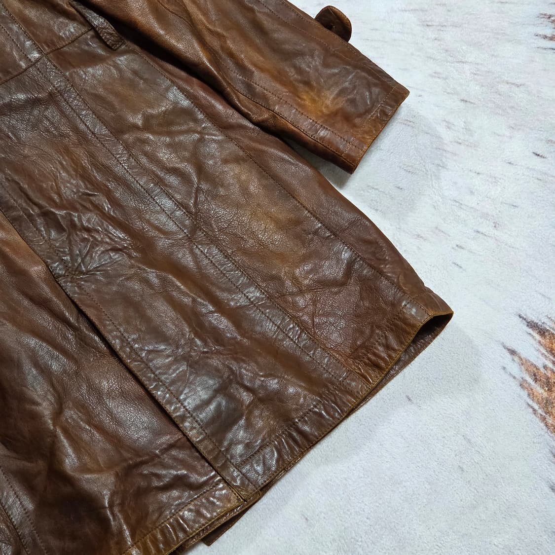 이태리산 리얼레더 브라운 가죽 코트 상품이미지6