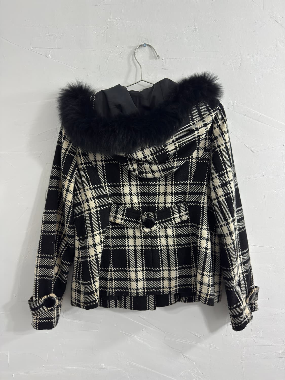 check fur detail coat 상품이미지3