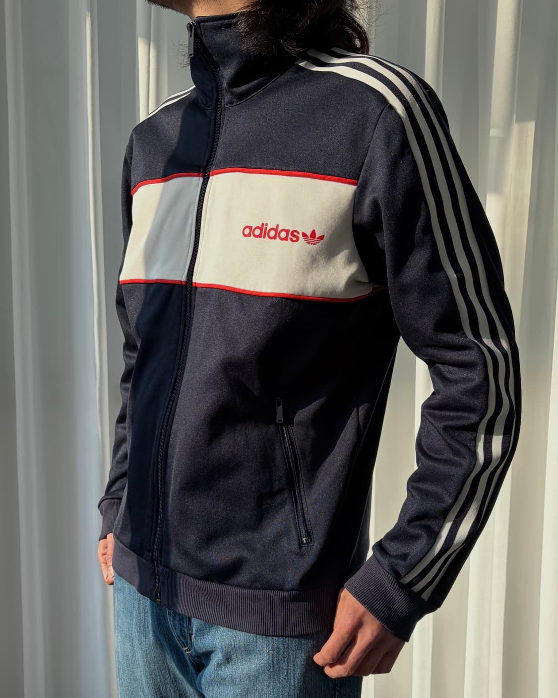 [XL]아디다스 트레포일 네이비 화이트 트랙탑 져지 상품이미지1