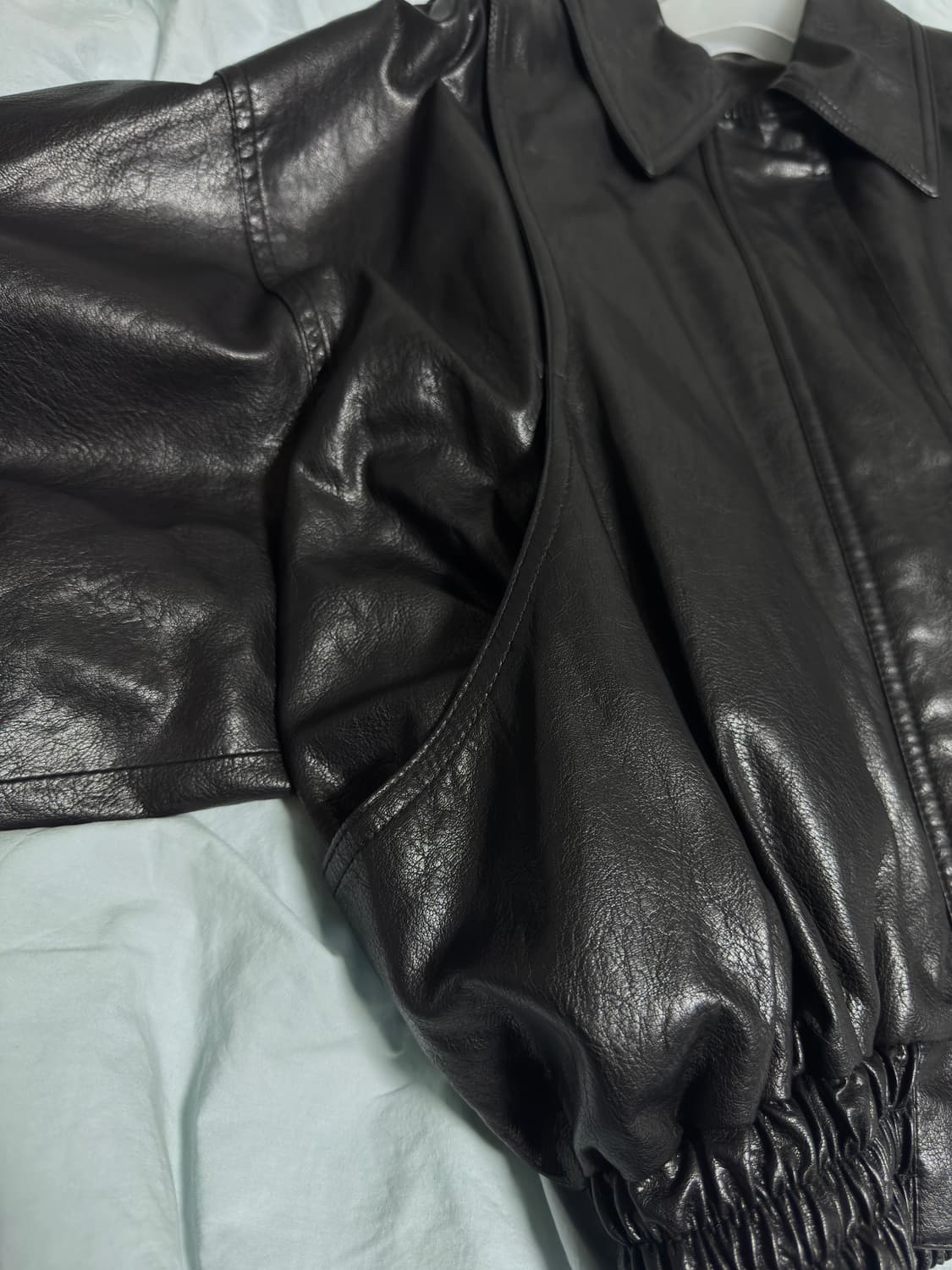 트리밍버드 플래킷 레더 블루종 재킷 상품이미지3