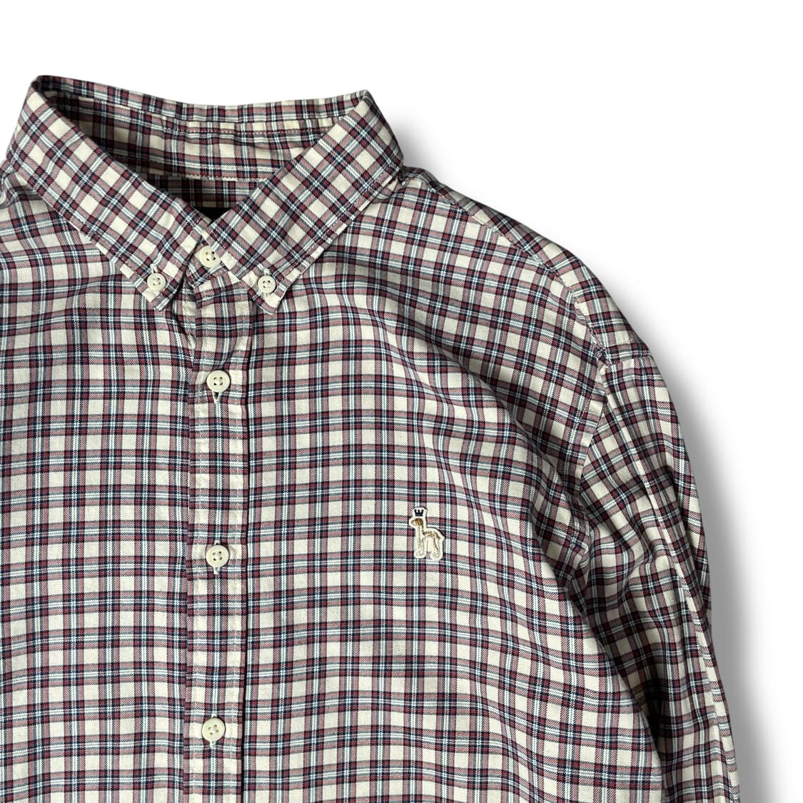 헤지스 버건디 블루 체크 패턴 옥스퍼드 셔츠 105 상품이미지3