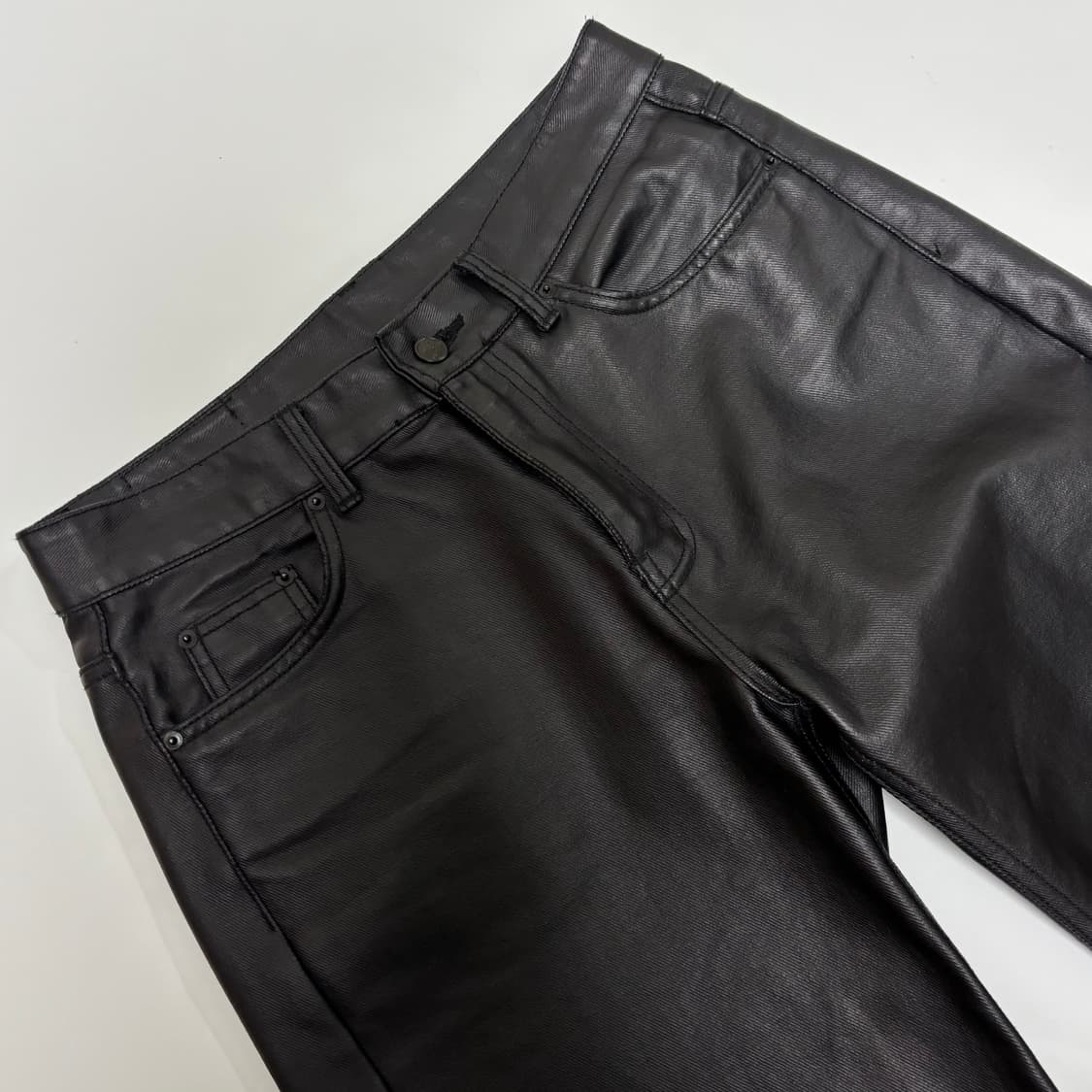 블랙 코팅 와이드 데님 팬츠 상품이미지2