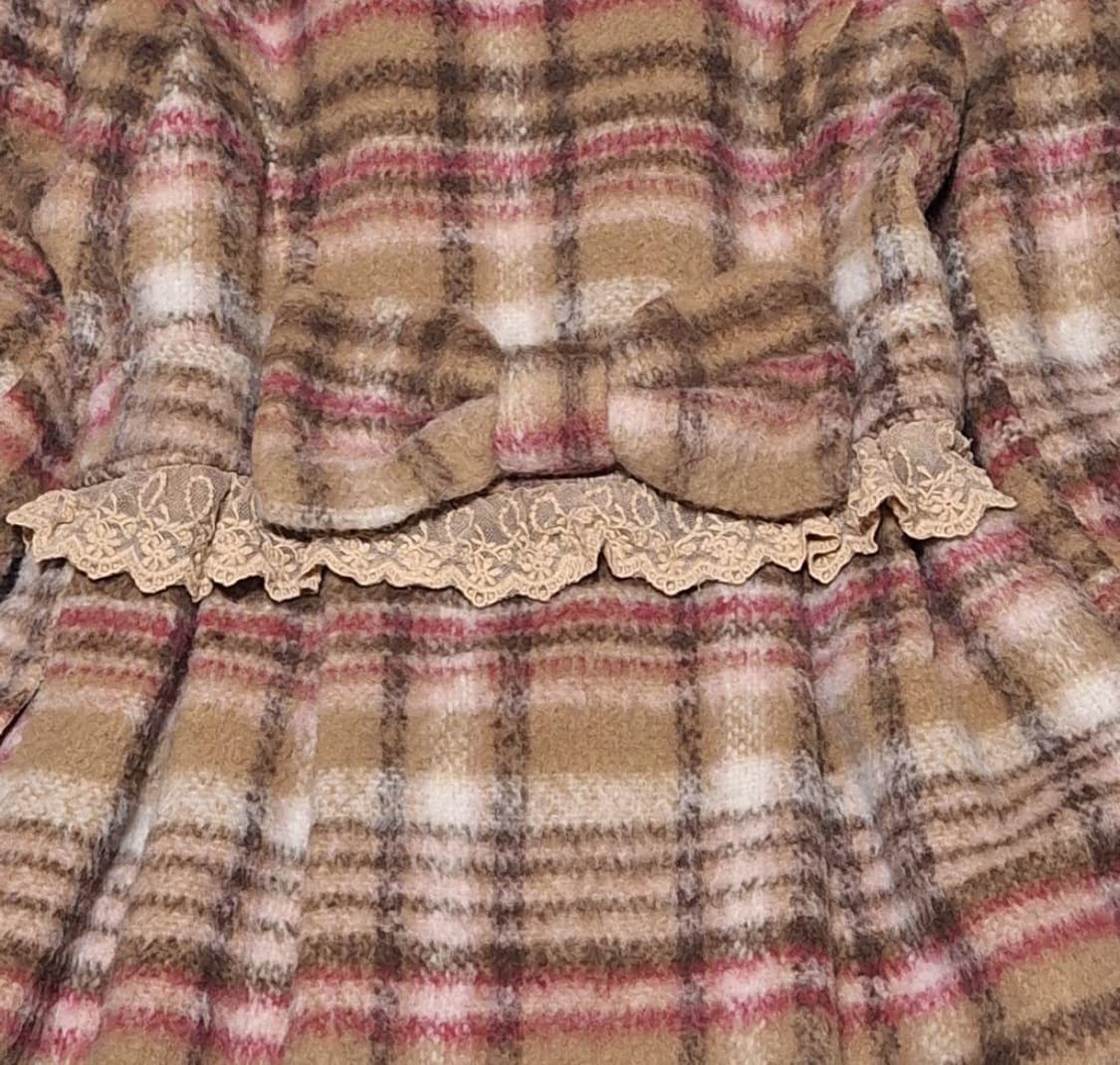 리즈리사 핀터깔 대대장 고전 체크 코트 라떼갸루 모리걸 상품이미지6