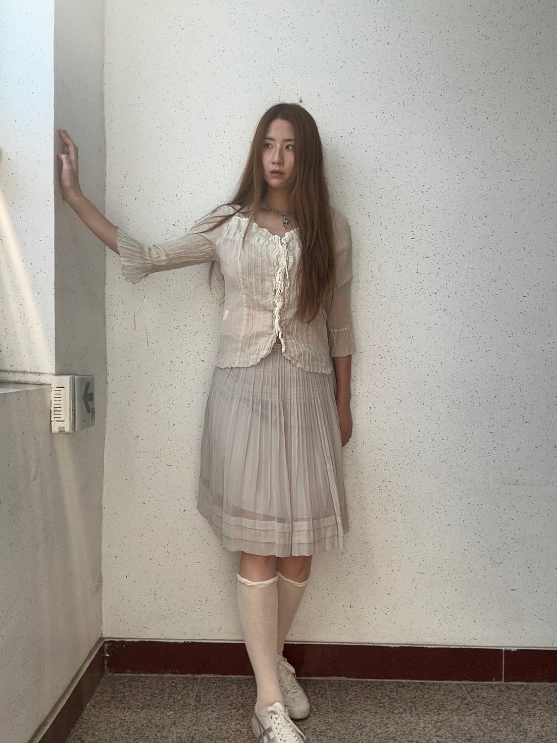 베이지 플리츠 스커트 상품이미지5
