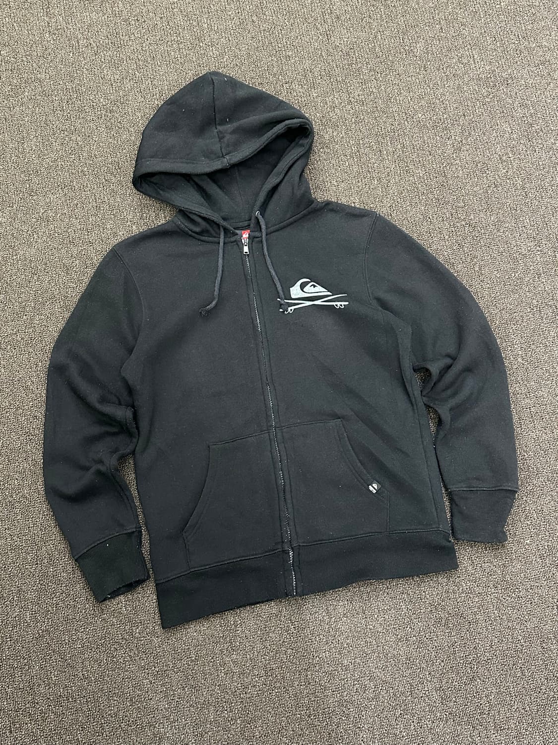 OS)QuikSilver 빈티지 블랙 플리스 후드집업 상품이미지1