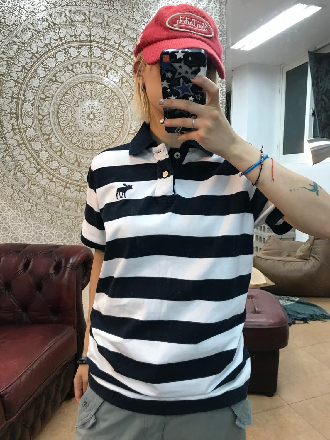 아베크롬비 머슬핏 스트라이프 반팔 카라티 상품이미지2