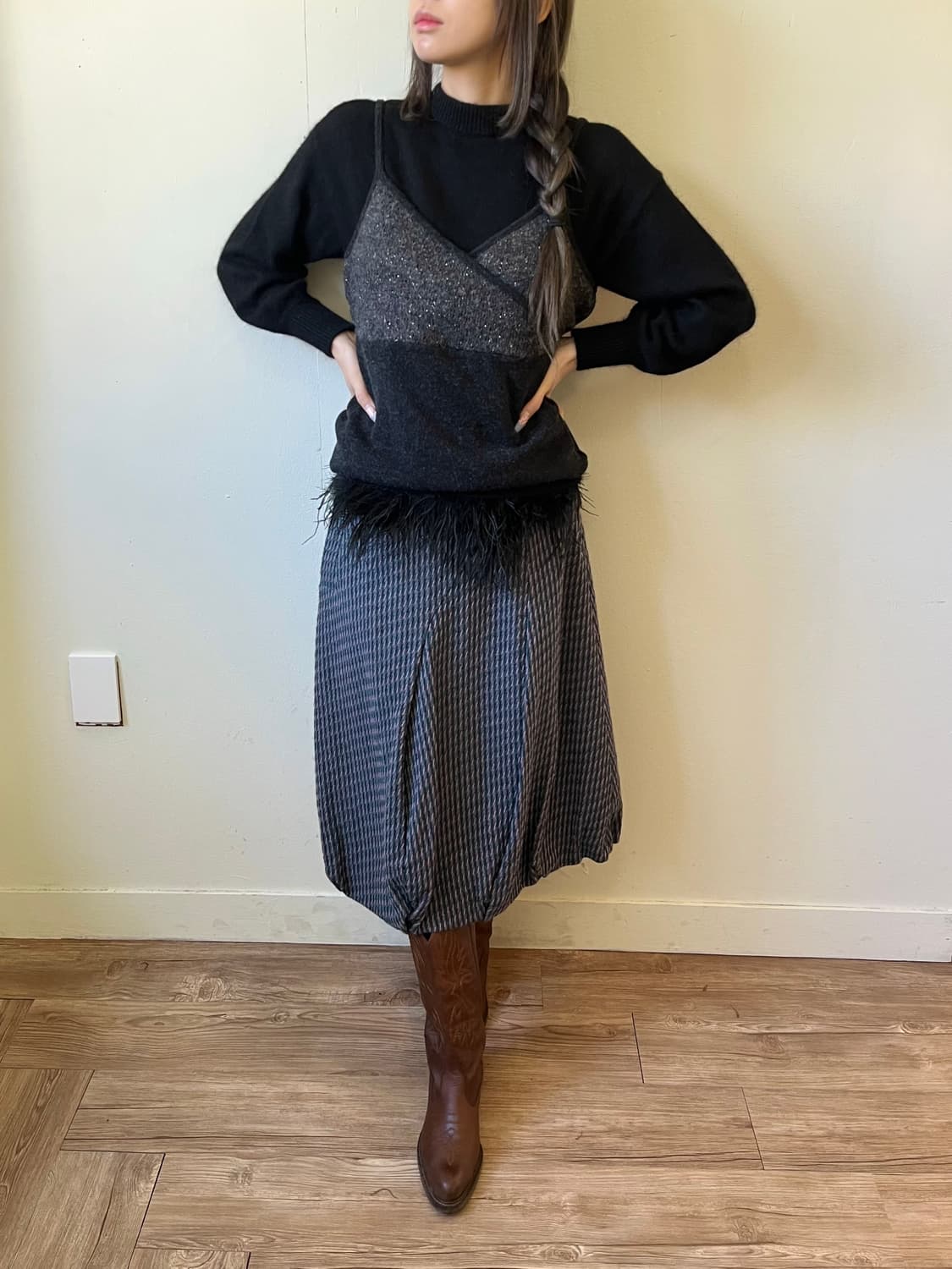 japan vtg 백 로브 뷔스티에 상품이미지7