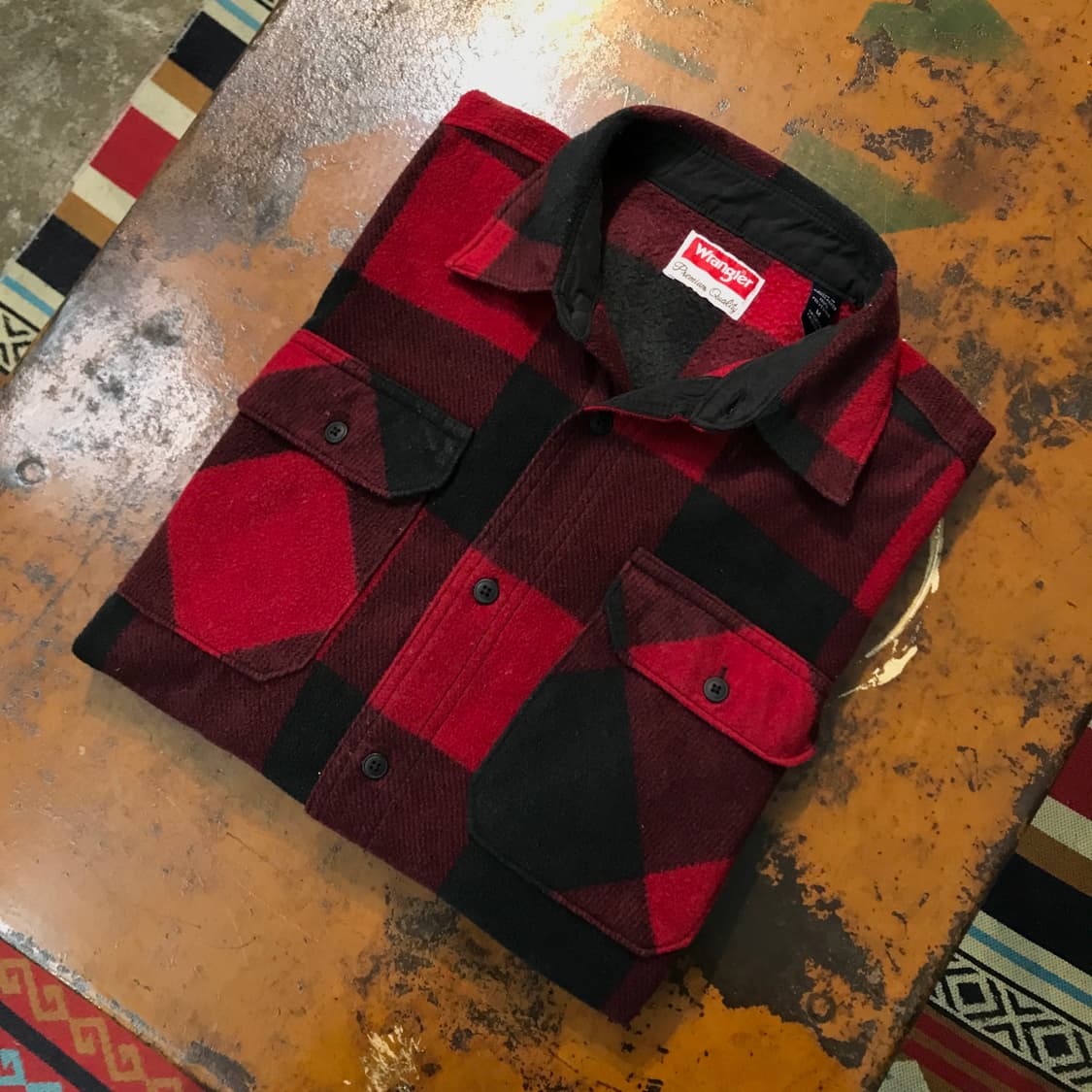 랭글러 블랙 레드 버팔로 체크 플리스 셔츠 남성 110  상품이미지1