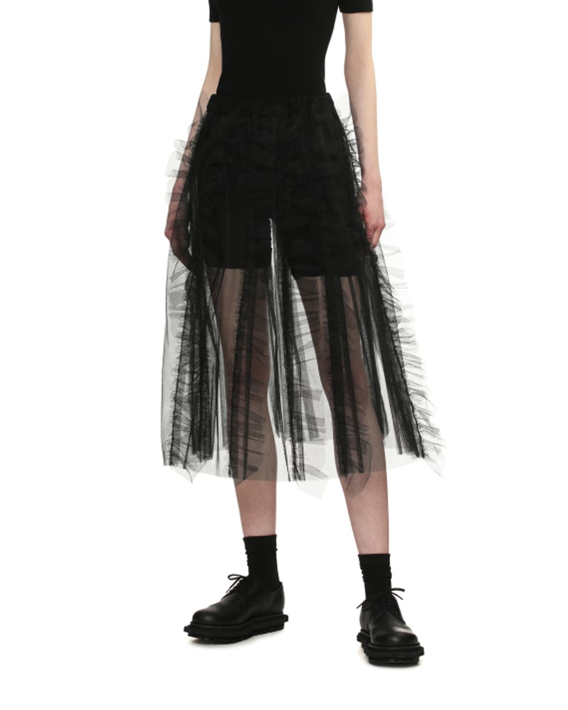 새상품 타오 TAO 레이어드 튤 미디 블랙 커튼스커트 OS 상품이미지3