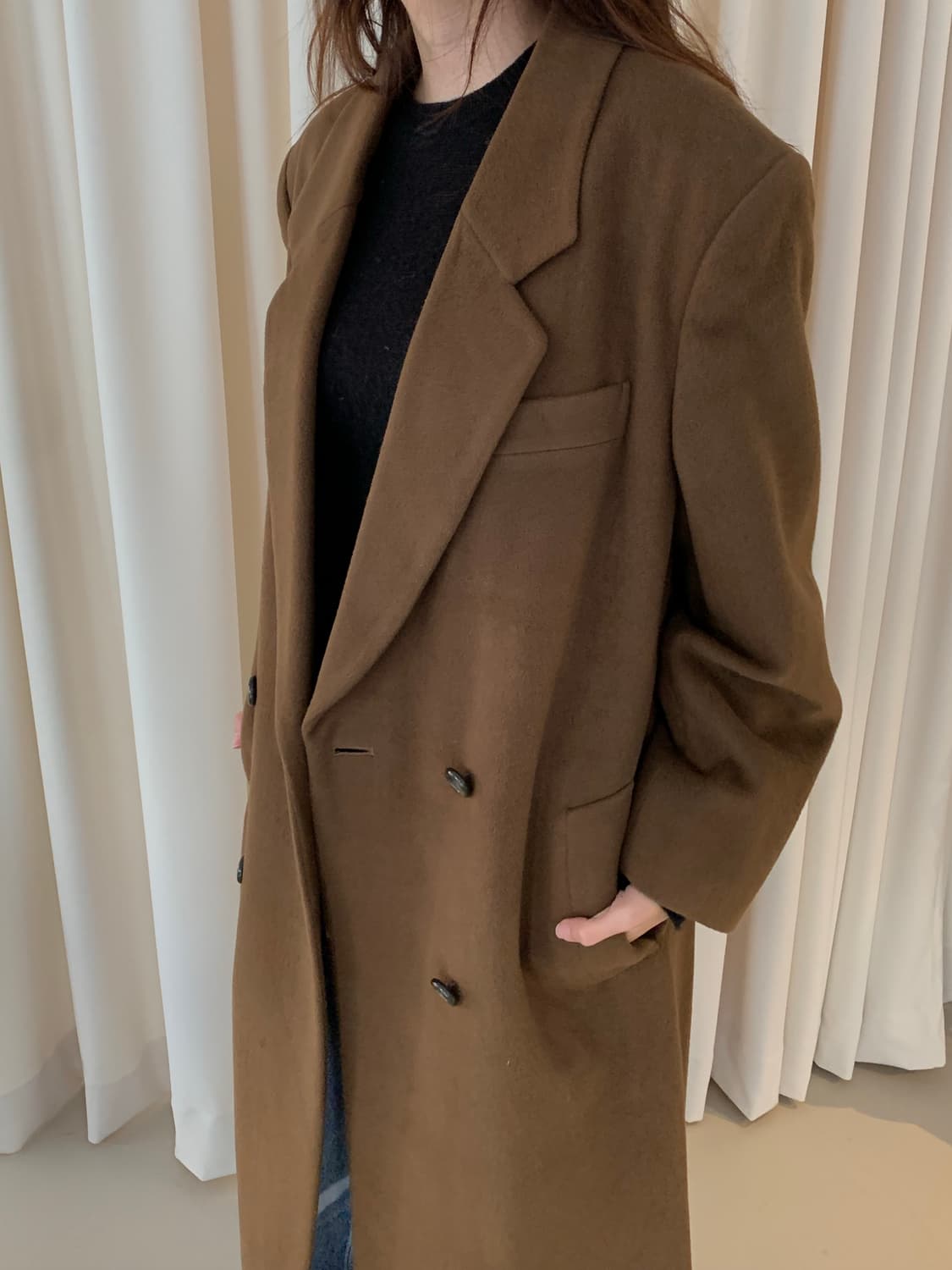 80's "Burberry" wool x cashmere double L 상품이미지4