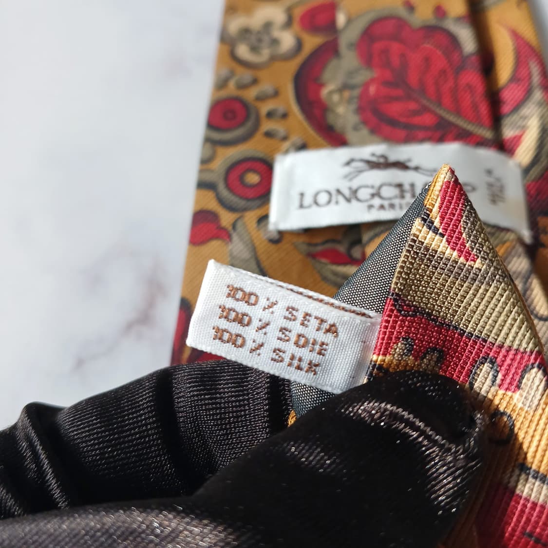 롱샴 실크 브라운 페이즐리 패턴 넥타이 9.2cm A+등급 E768
 상품이미지8