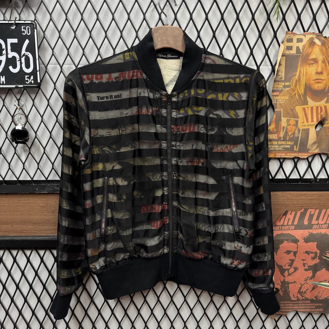 00s 히스테릭 글래머 그래픽 보머자켓 전후면 프린팅 포인트 블랙 상품이미지1