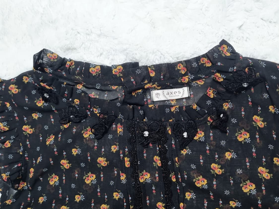 일본 빈티지 일브엑시즈팜 axes femme 플로럴 쉬폰 블라우스 상품이미지8