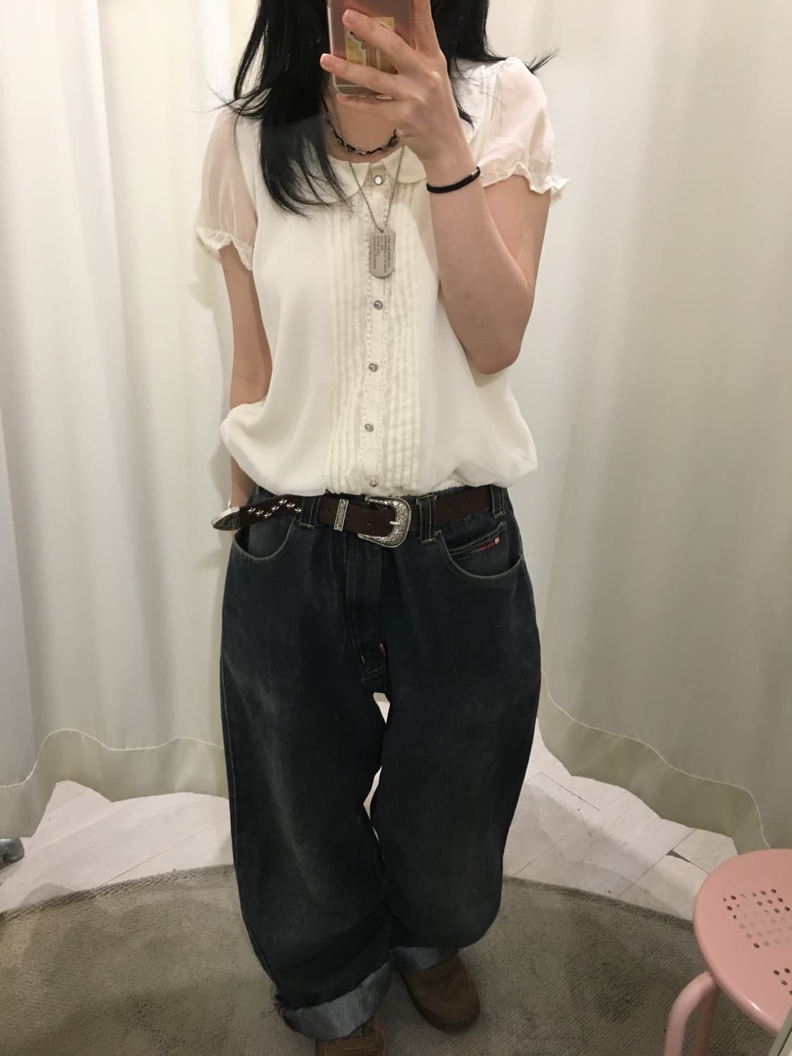 둥카라 레이스 블라우스 상품이미지2