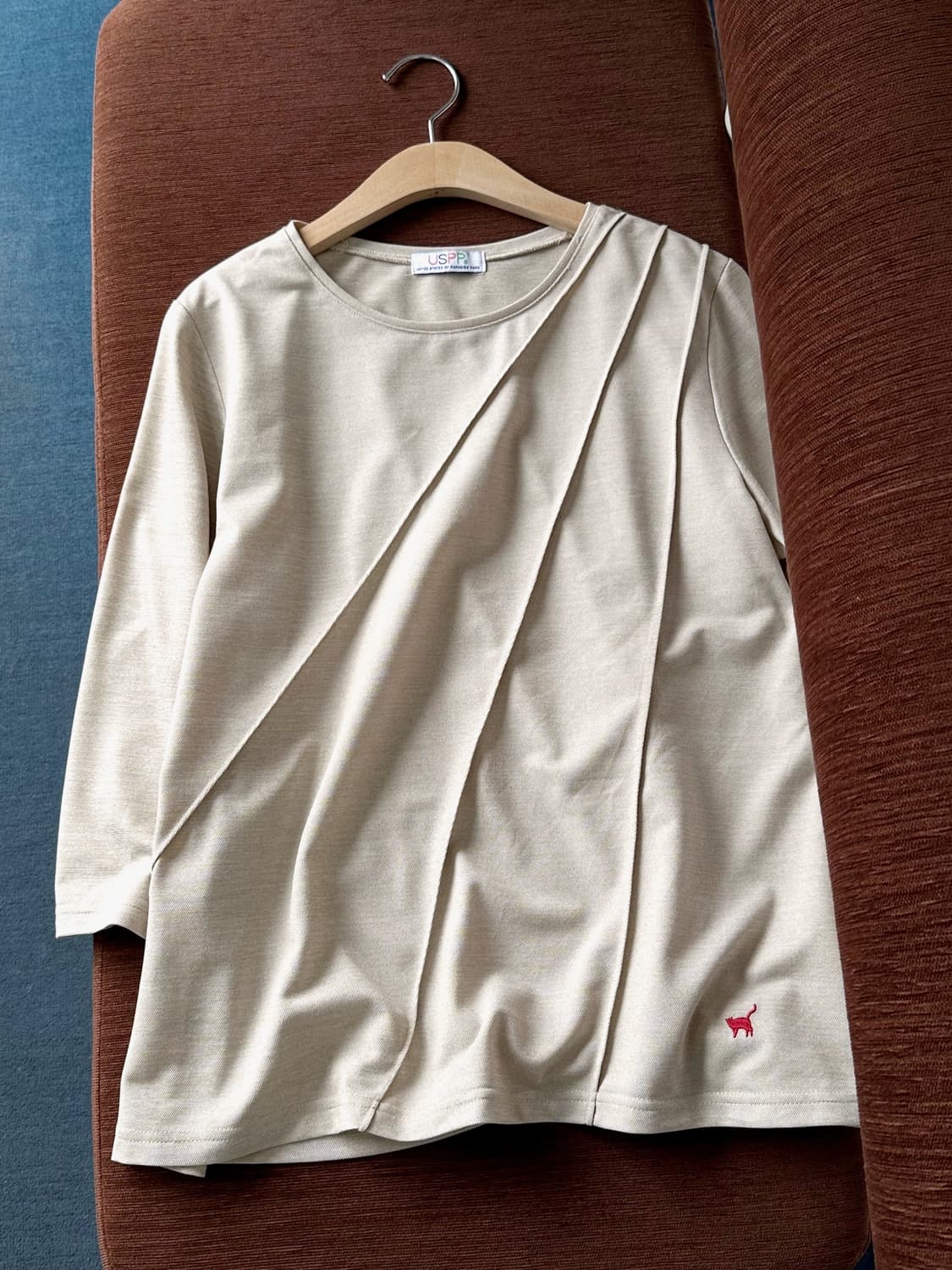 Hige gauge panel design 3/4 sleeve top 상품이미지3