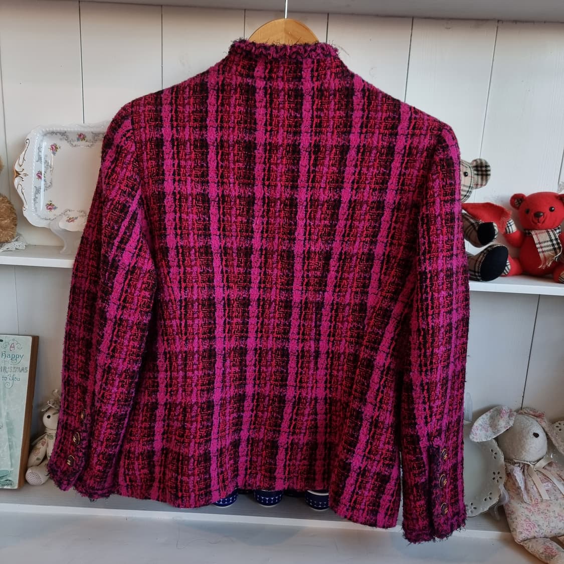 CHANEL샤넬트위드자켓 핫핑크 체크 상품이미지6