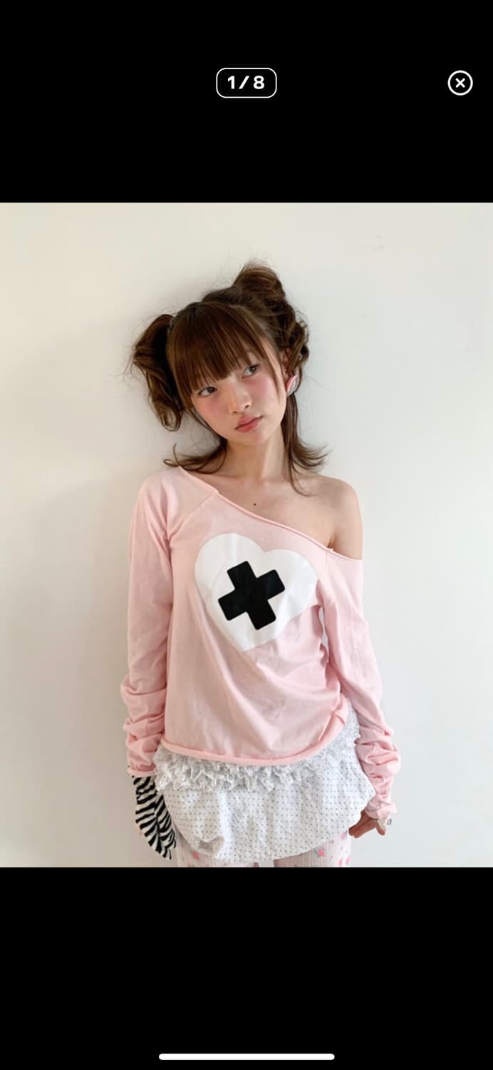 샵페어리 cross heart cut off t-shirt 상품이미지1