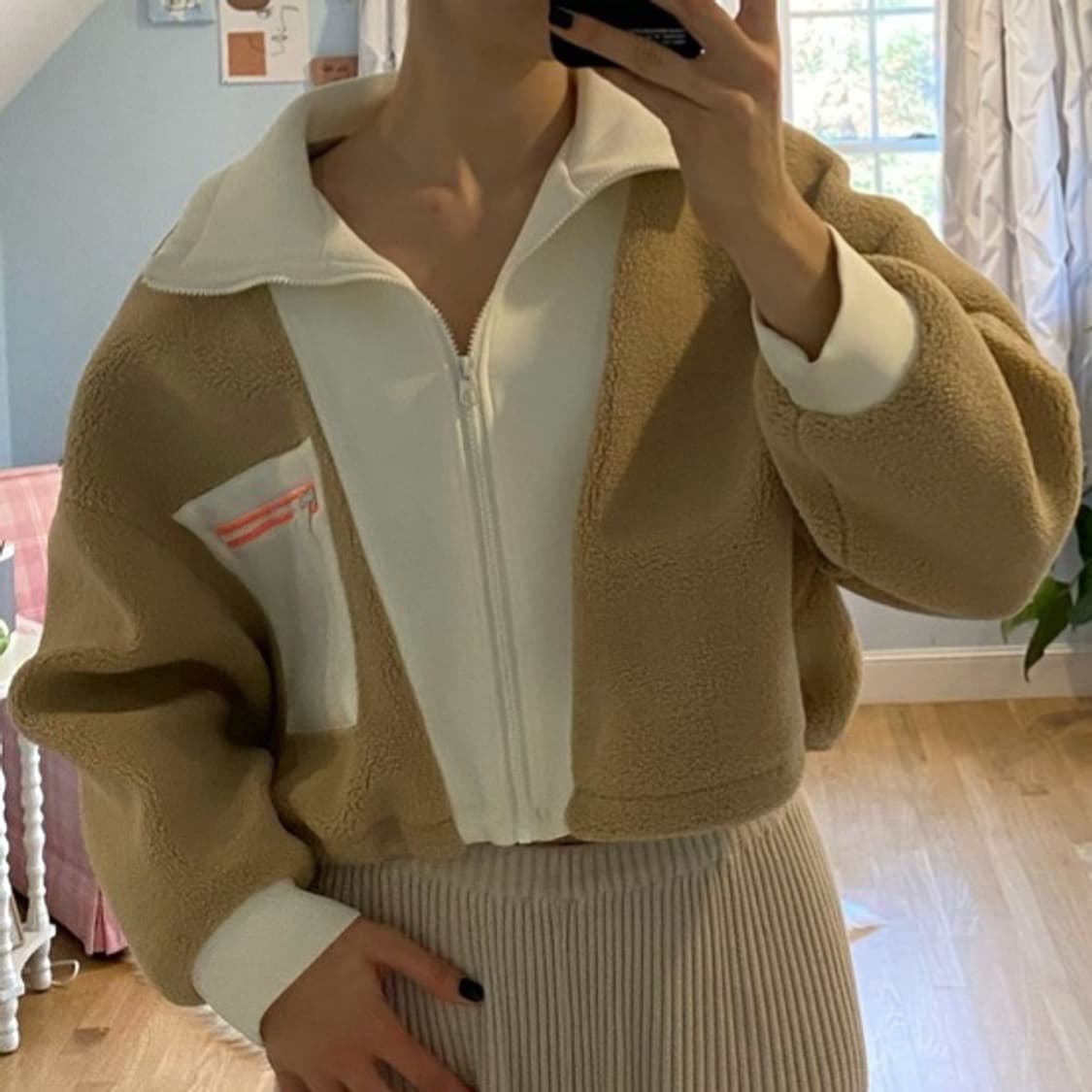 ZARA fleece jacket 자라 크롭트 플리스 덤블 집업 자켓 상품이미지1