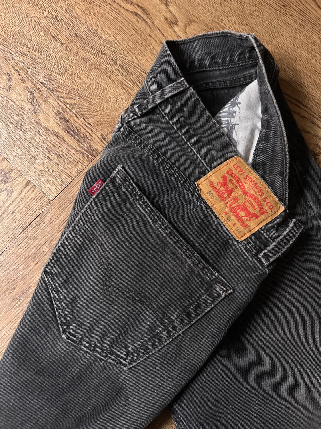 [34]리바이스 505 빈티지 리페어드 흑청 데님 팬츠 상품이미지4