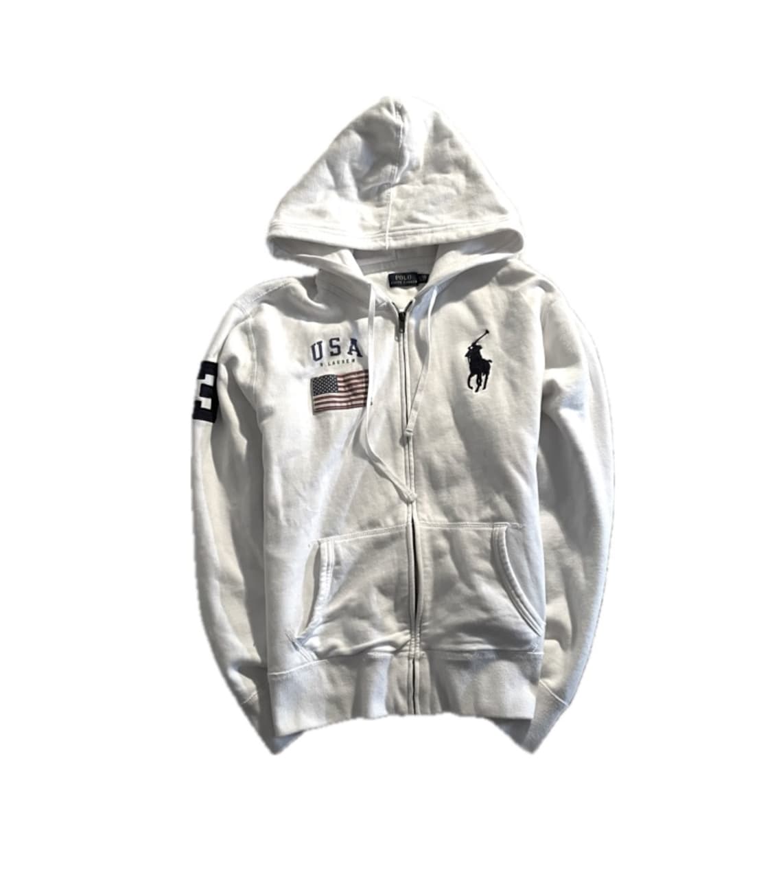 폴로 랄프로렌 빅포니 성조기 후드집업 화이트 상품이미지1