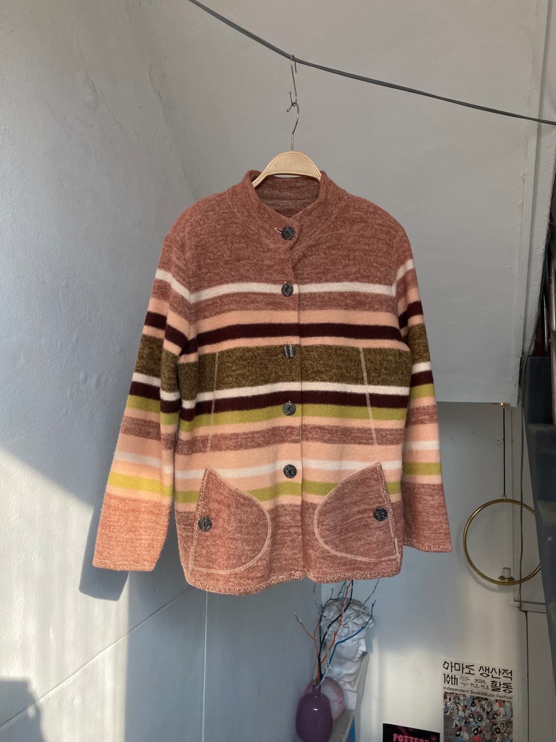 브릭 스트라이프 울 도톰 자켓 상품이미지2