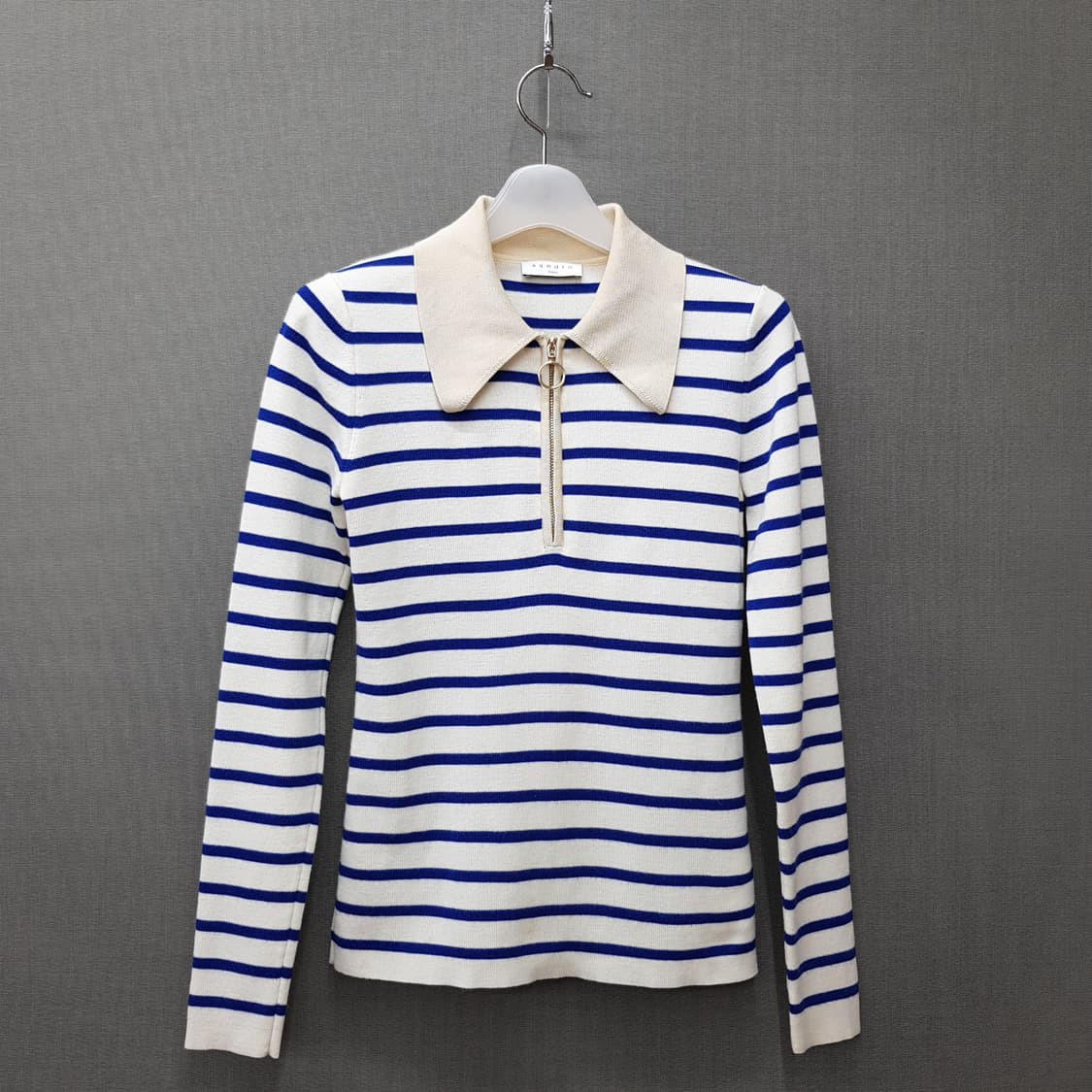 Sandro 산드로 스트라이프 집업 카라 니트 1사이즈 상품이미지2