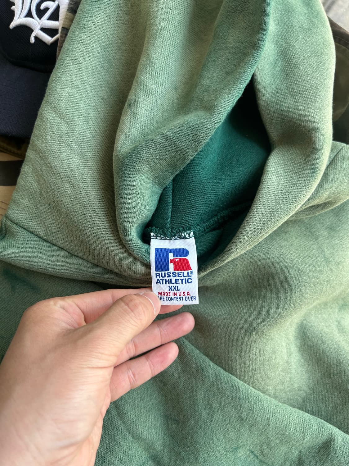 90‘s 러셀 페이딩 후디 그린 XXL 상품이미지7