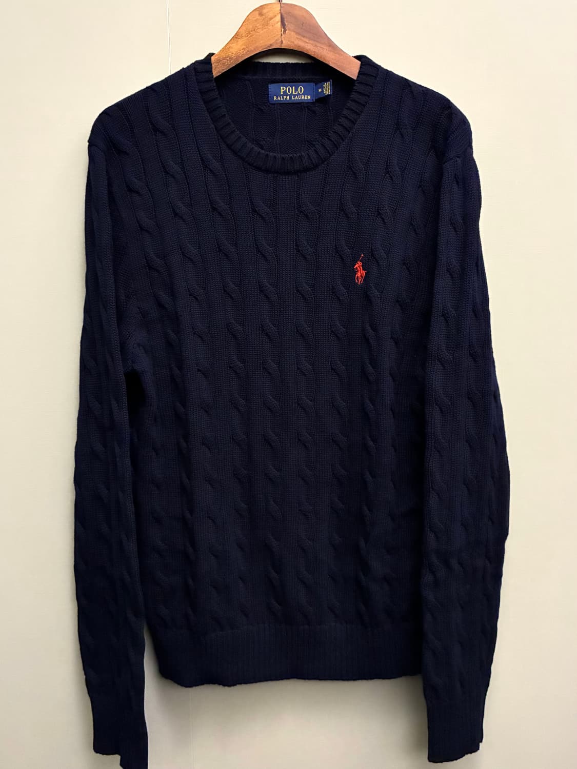 (M/100)폴로랄프로렌 코튼 케이블 꽈배기 니트 네이비 폴로니트 상품이미지2