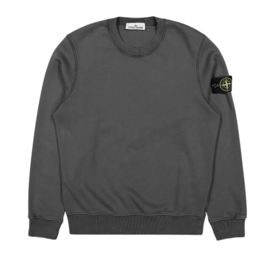 스톤 아일랜드 6100044 오가닉 코튼 플리스  립드 디테일 크루넥 스 상품이미지1