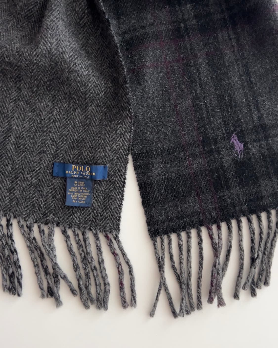 폴로 랄프로렌 빅체크 헤링본 울 혼방 리버시블 머플러 상품이미지3