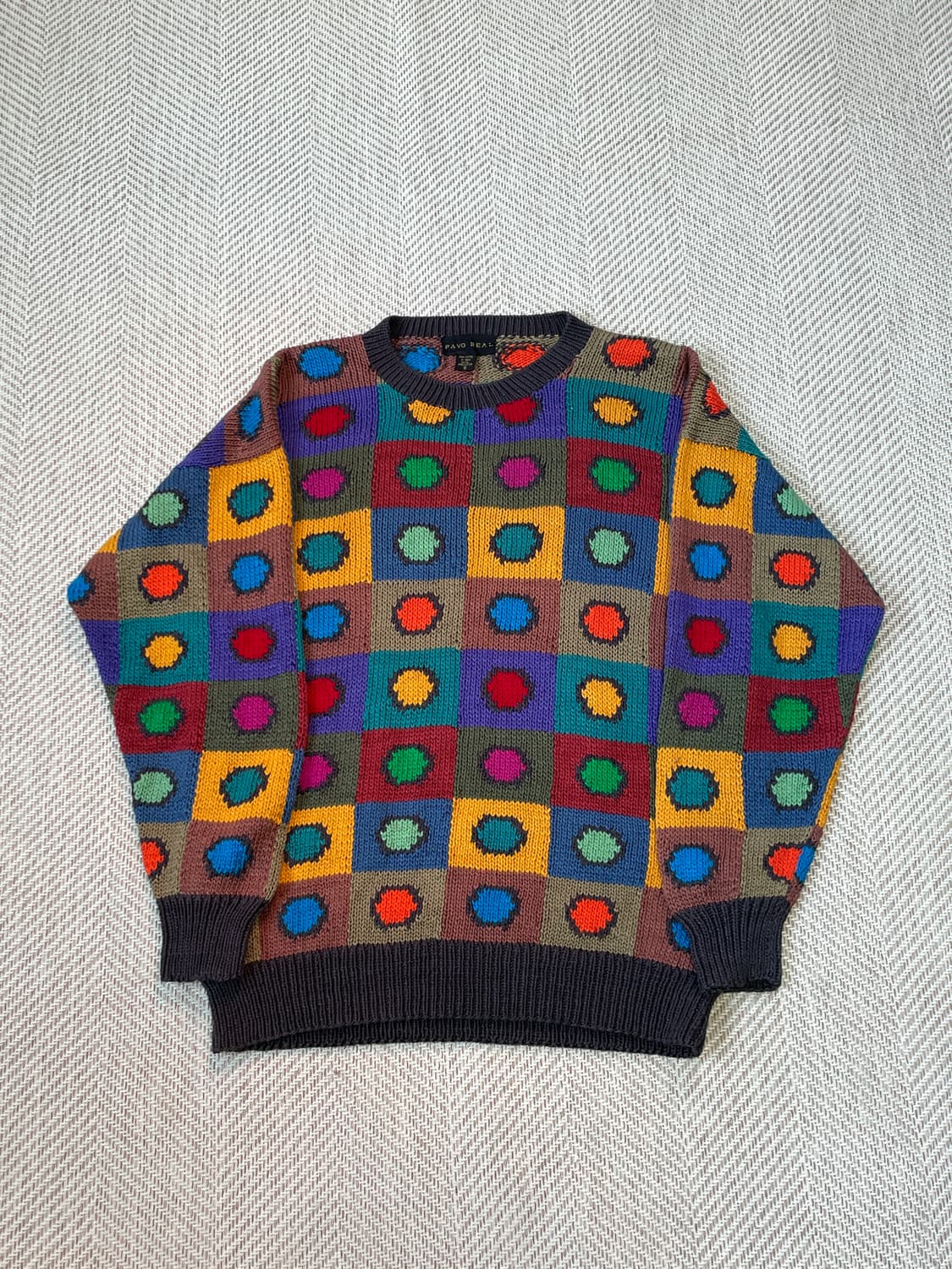 PAVO READ 핸드니팅 피마코튼 아트 패턴 니트  J03331 상품이미지1