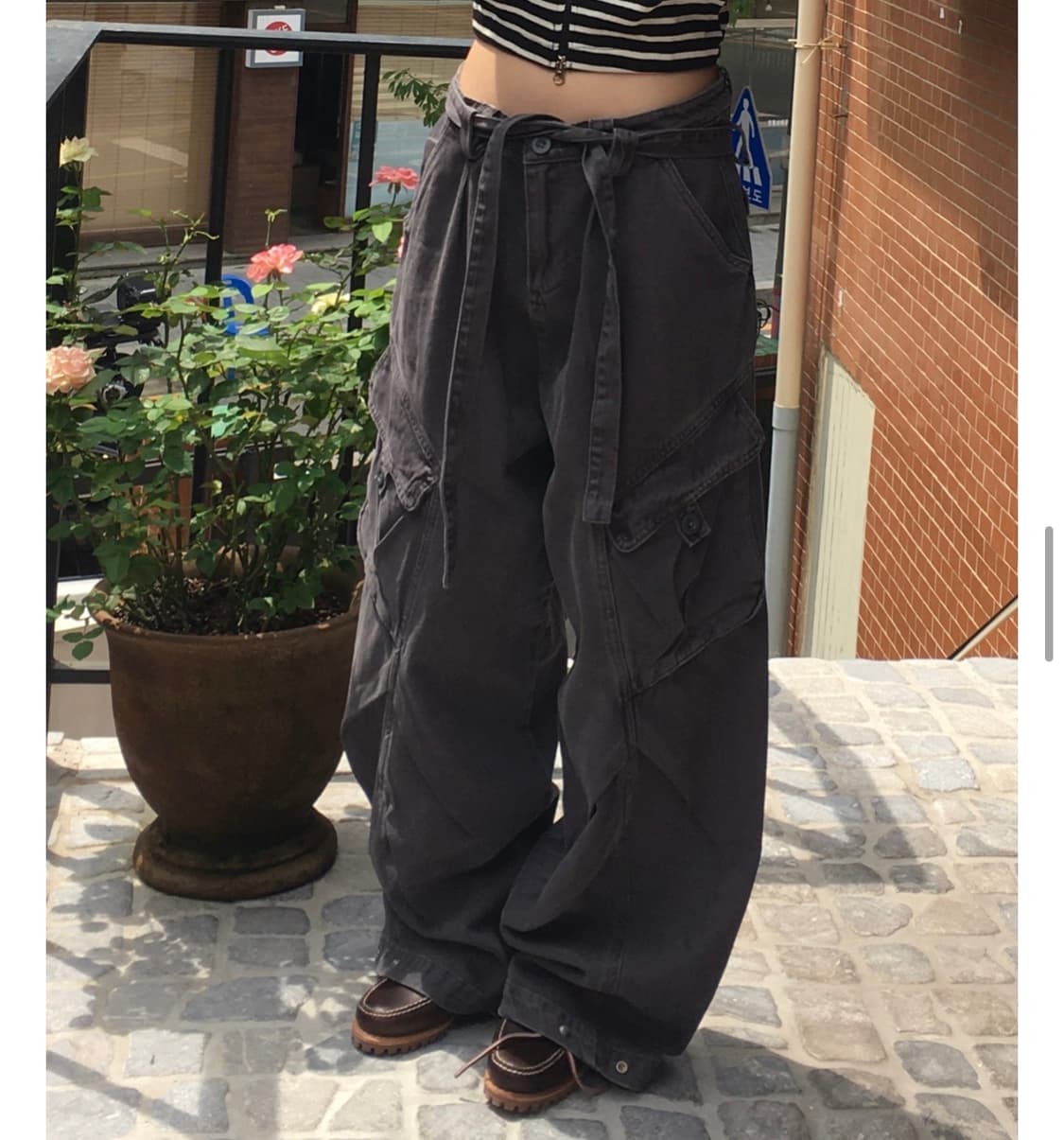 벨티드 카고 팬츠 (바지 보세 지그재그 에이블리 벨트 다잉 어텀) 상품이미지2